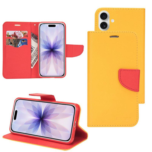 iPhone 17 Mercury Contrast Color Splicing Leather Phone Case - Yellow