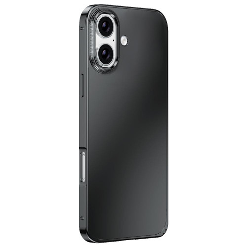 iPhone 17 Metal Frame Micro-frosted Back Panel Phone Case - Black