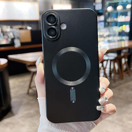 iPhone 17 Metallic Paint Magsafe Liquid TPU Phone Case - Black