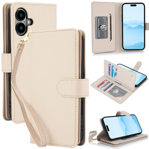 iPhone 17 Multi-Card Wallet RFID Leather Phone Case - Apricot