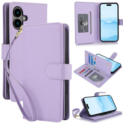 iPhone 17 Multi-Card Wallet RFID Leather Phone Case - Light Purple