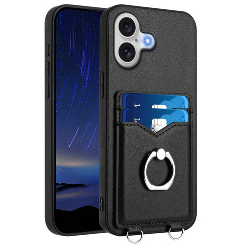 iPhone 17 R20 Ring Card Holder Phone Case - Black