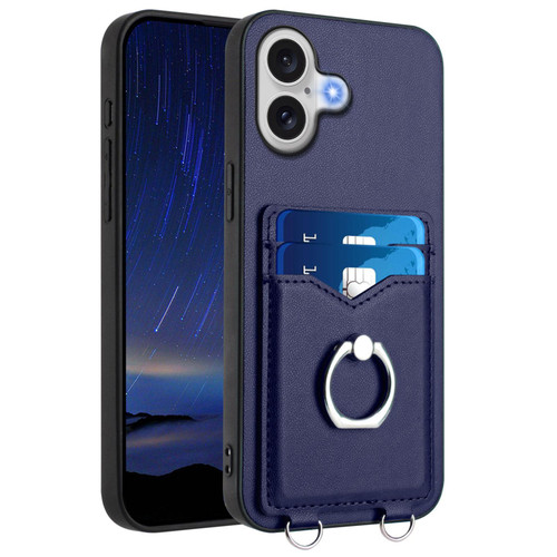 iPhone 17 R20 Ring Card Holder Phone Case - Blue