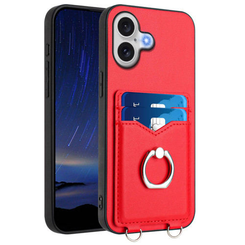 iPhone 17 R20 Ring Card Holder Phone Case - Red