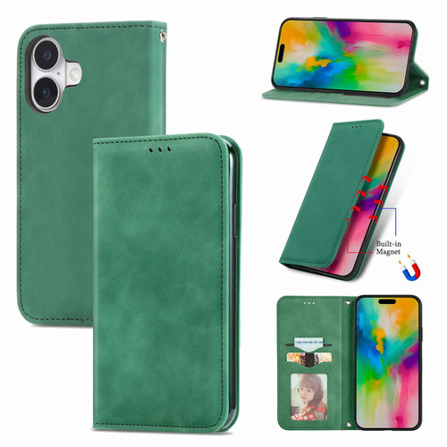 iPhone 17 Retro Skin Feel Magnetic Flip Leather Phone Case - Green
