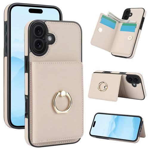 iPhone 17 RFID Anti-theft Card Ring Holder Phone Case - White