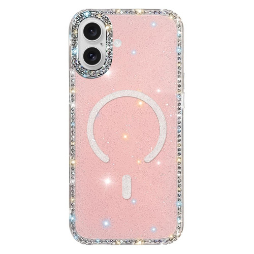 iPhone 17 Rhinestone Dual-side IMD PC Hybrid TPU Magnetic Phone Case - Glitter Light Pink