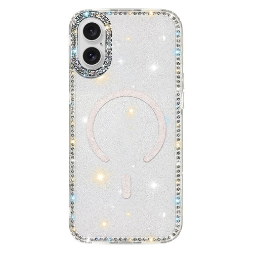 iPhone 17 Rhinestone Dual-side IMD PC Hybrid TPU Magnetic Phone Case - Glitter Transparent