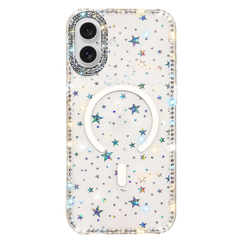 iPhone 17 Rhinestone Dual-side IMD PC Hybrid TPU Magnetic Phone Case - Stars Transparent