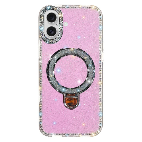 iPhone 17 Rhinestone Glitter Kickstand Dual-side IMD Phone Case - Glitter Light Purple