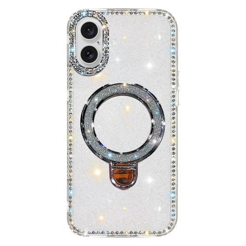 iPhone 17 Rhinestone Glitter Kickstand Dual-side IMD Phone Case - Glitter Transparent