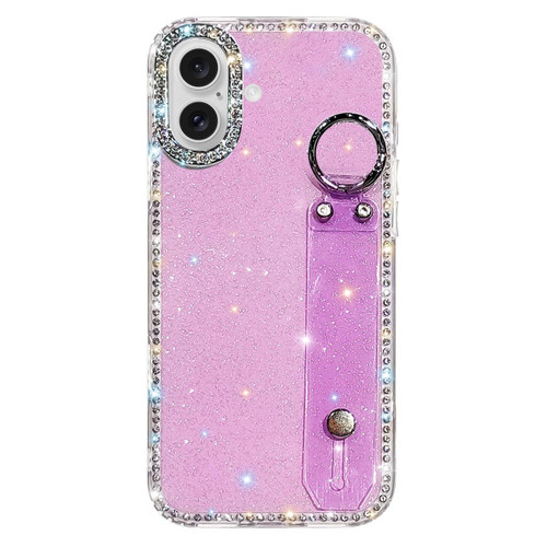 iPhone 17 Rhinestone Glitter Wristband Holder Phone Case - Glitter Light Purple