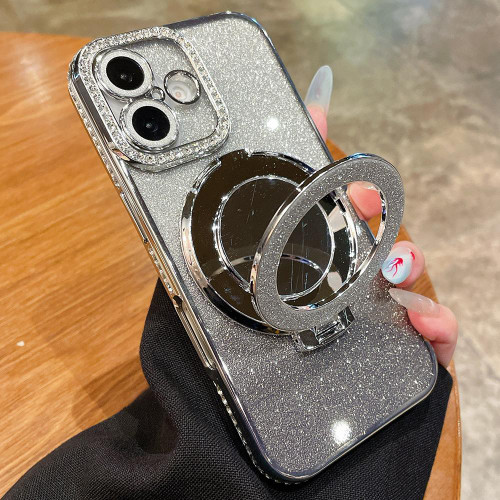 iPhone 17 Rhinestone Mirror Glitter MagSafe TPU Phone Case - Space Silver