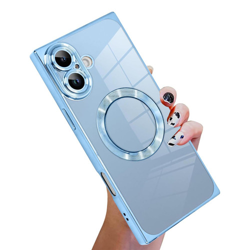 iPhone 17 Right Angle Square Electroplated CD Pattern TPU MagSafe Phone Case - Sierra Blue