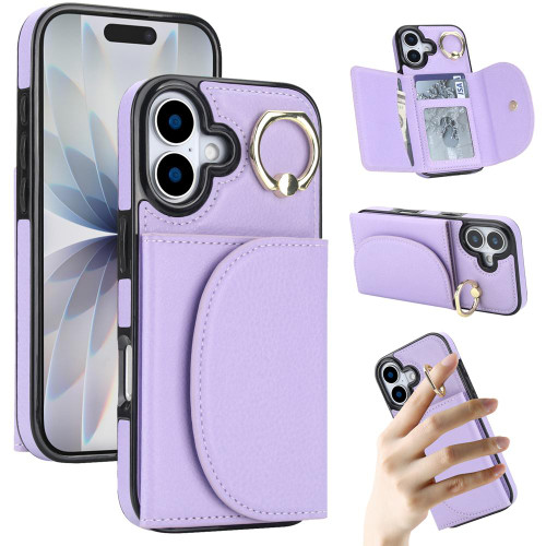 iPhone 17 Ring Holder Card Bag Skin Feel Phone Case - Purple