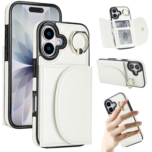 iPhone 17 Ring Holder Card Bag Skin Feel Phone Case - White