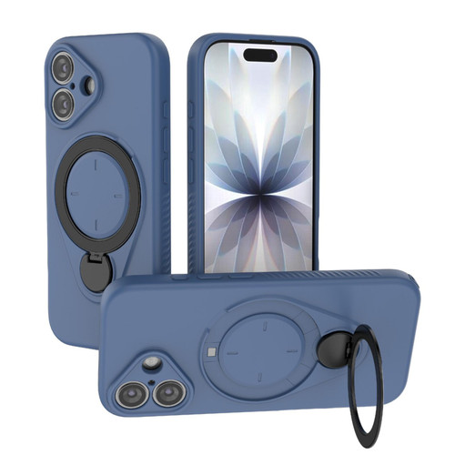 iPhone 17 Ring Shield MagSafe TPU Phone Case with 360 Degree Rotating Holder - Blue