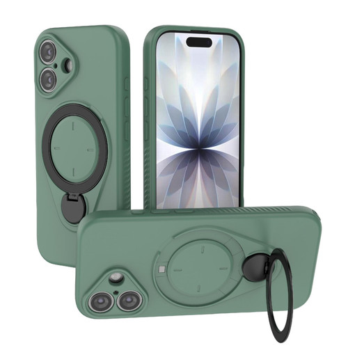 iPhone 17 Ring Shield MagSafe TPU Phone Case with 360 Degree Rotating Holder - Green