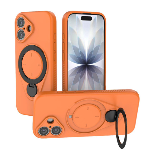 iPhone 17 Ring Shield MagSafe TPU Phone Case with 360 Degree Rotating Holder - Orange