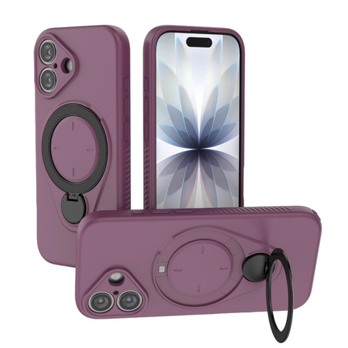 iPhone 17 Ring Shield MagSafe TPU Phone Case with 360 Degree Rotating Holder - Wine Red