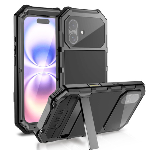 iPhone 17 R-JUST Life Waterproof Dustproof Shockproof Holder Phone Case - Black