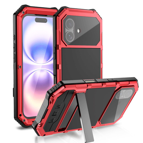 iPhone 17 R-JUST Life Waterproof Dustproof Shockproof Holder Phone Case - Red