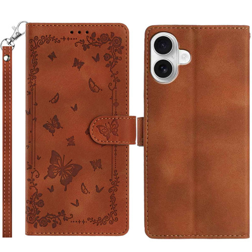 iPhone 17 Secret Garden Butterfly Pattern Leather Phone Case - Brown