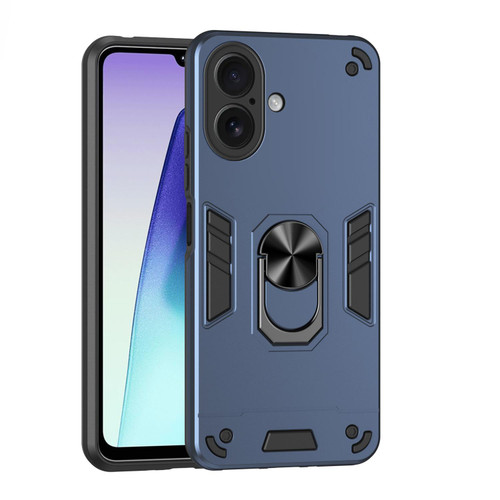 iPhone 17 Shockproof Metal Ring Holder Phone Case - Blue