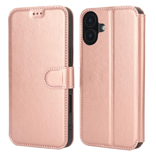 iPhone 17 Shockproof PU + TPU Leather Phone Case - Rose Gold