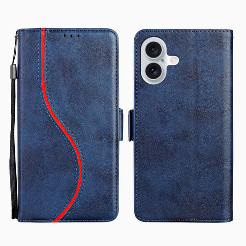 iPhone 17 Side Buckle S Curve Leather Phone Case - Blue