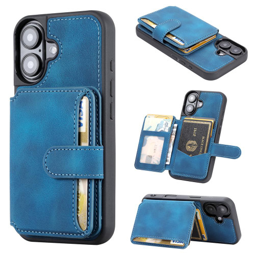 iPhone 17 Skin Feel Dream RFID Anti-theft PU Card Bag Phone Case - Peacock Blue