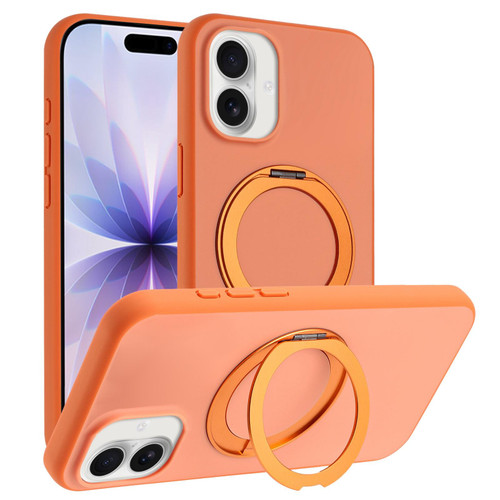 iPhone 17 Skin Feel Frosted 360 Degree Rotation Holder Magnetic Phone Case - Orange