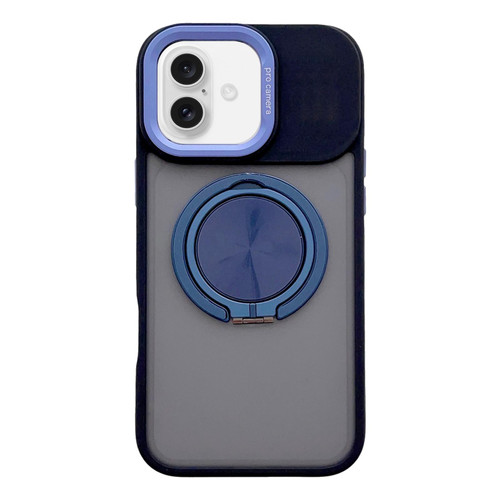 iPhone 17 Skin Feel Frosted 360 Degree Rotation Magnetic Holder MagSafe Phone Case - Dark Blue