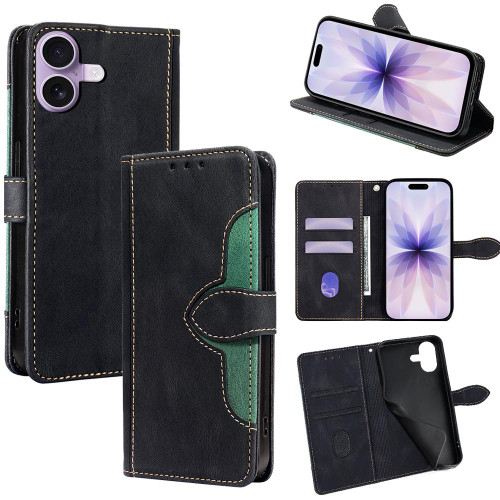 iPhone 17 Skin Feel Magnetic Buckle Leather Phone Case - Black
