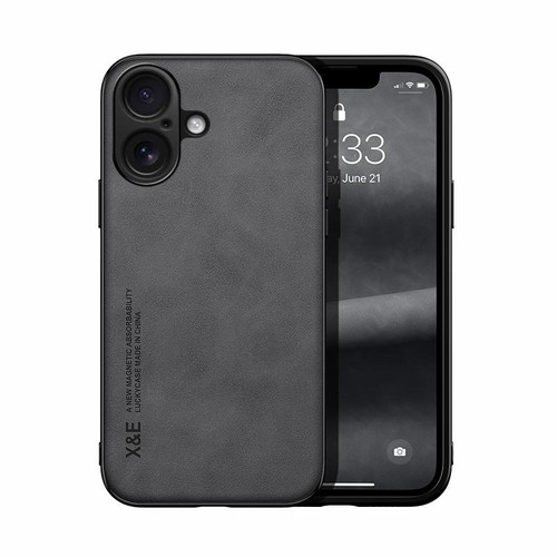 iPhone 17 Skin Feel Magnetic Leather Back Phone Case - Dark Grey