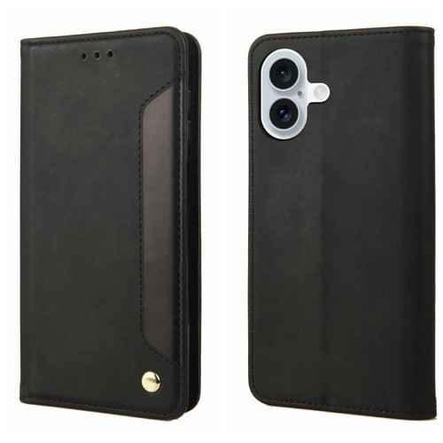 iPhone 17 Skin Feel Splicing Leather Phone Case - Black