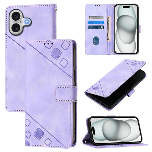 iPhone 17 Skin-feel Embossed Leather Phone Case - Light Purple