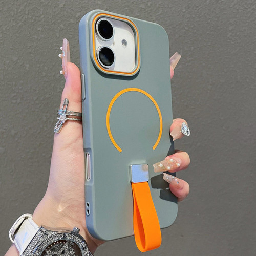 iPhone 17 Skin-feel Magnetic TPU Phone Case with Silicone Strap - Grey
