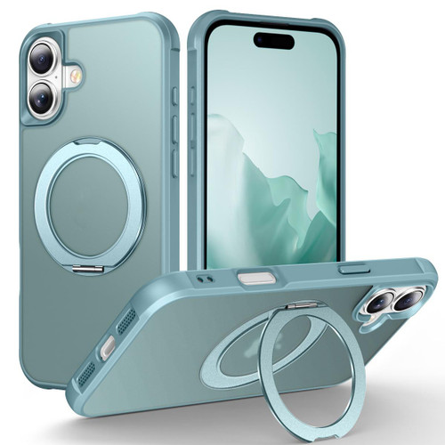 iPhone 17 Skin-Feel Rotary Damping Bracket MagSafe Phone Case - Lake Blue