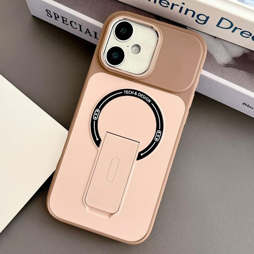 iPhone 17 Skin-Feel TPU Hybrid PC Magnetic Phone Case with Kickstand - Brown