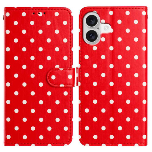 iPhone 17 Small Dots Pattern Vegan Leather Phone Case - Red