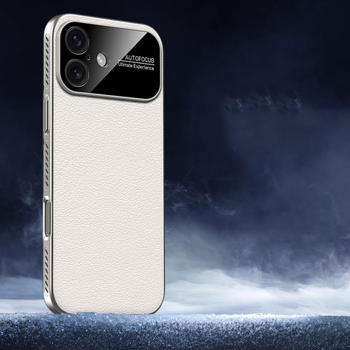 iPhone 17 Soft Armor Cooling Plain Leather Hybrid PC Phone Case - White