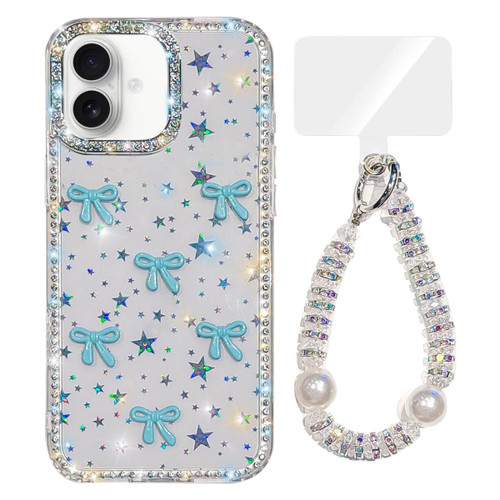 iPhone 17 Sparkling IMD Colorful Bow Phone Case with Bracelet - Star Transparent