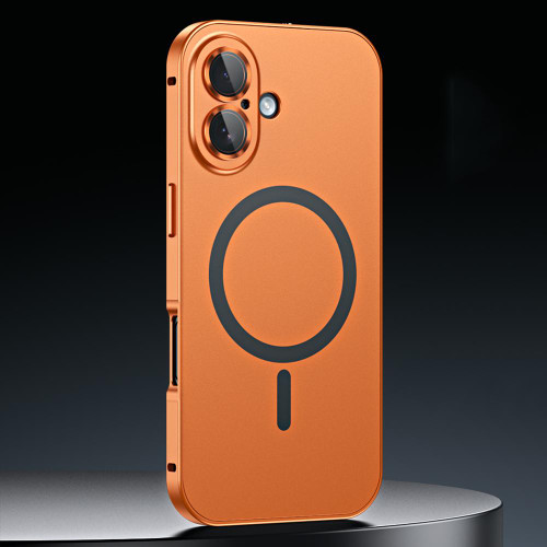 iPhone 17 Spring Buckle MagSafe Magnetic Metal Phone Case - Orange