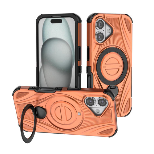 iPhone 17 Star Ring Metallic Pivot Bracket Magnetic Phone Case - Orange
