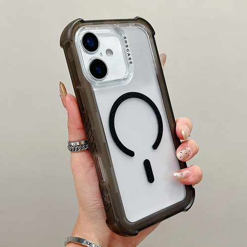 iPhone 17 Transparent Matte TPU Hybrid PC 3-in-1 MagSafe Phone Case - Black