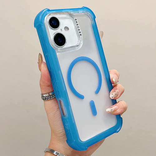iPhone 17 Transparent Matte TPU Hybrid PC 3-in-1 MagSafe Phone Case - Blue