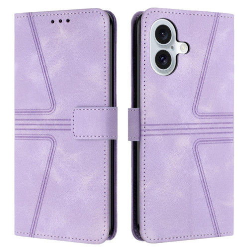 iPhone 17 Triangle Solid Color Leather Phone Case - Purple