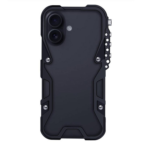 iPhone 17 Trigger Design Hollow Metal Frame Phone Case with Lanyard - Black