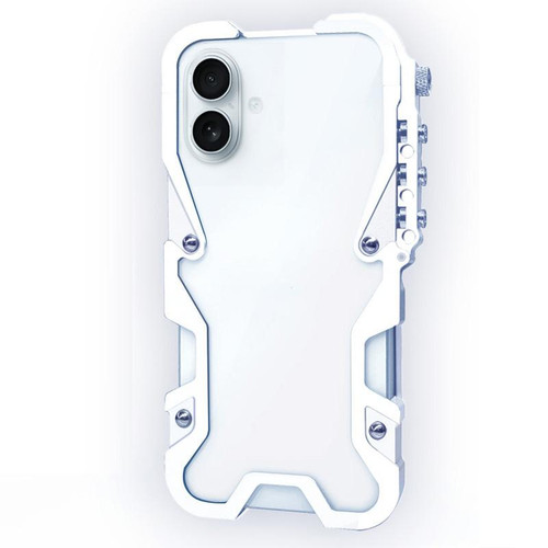 iPhone 17 Trigger Design Hollow Metal Frame Phone Case with Lanyard - Silver